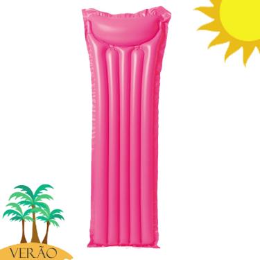 Imagem de Boia Inflável Colchão Bronzeador Liso Rosa 183cm Intex