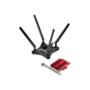 Imagem de ASUS Adaptador PCE-AC88 Dual-Band 4x4 AC3100 WiFi PCIe com dissipador de calor e base de antena magnética externa permite posicionamento flexível da antena para maximizar a cobertura