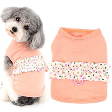 Imagem de Ranphy Camisa de cachorro pequeno com anel de trela roupas para animais de estimação colete floral sem mangas para cães camisetas de gato pulôver roupas verão chihuahua yorkie shih tzu vestuário da
