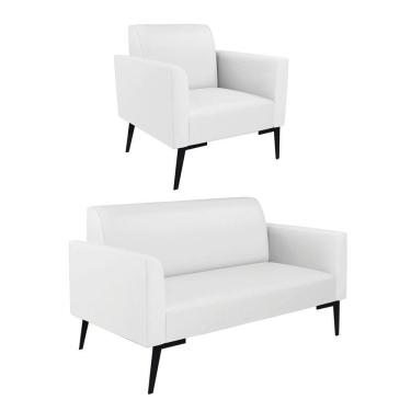 Imagem de Sofá Namoradeira Com Poltrona Pés Villach Marisa Corino D03 - D\`rossi Cor Branco