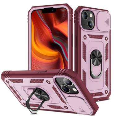 Imagem de Capa para iphone 14 13 12 11 pro max x max 15plus caso resistente com câmera 360 graus girar kickstand capa resistente, t7, para iphone 14