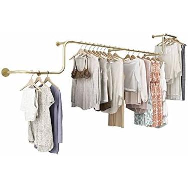 Imagem de Racks de exibição montados na parede para lojas de roupas, prateleiras de roupas penduradas Varão de roupas para lojas de noivas modernas, barra de roupas simples que economiza espaço, A, 40