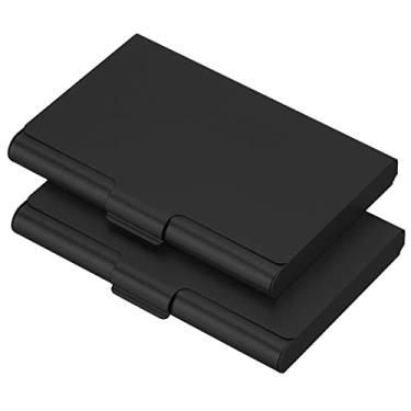 Imagem de PATIKIL Porta-cartões de visita, estojo de metal de alumínio para cartão de bolso profissional para cartão de visita, Preto, 93 x 60 x 10 mm