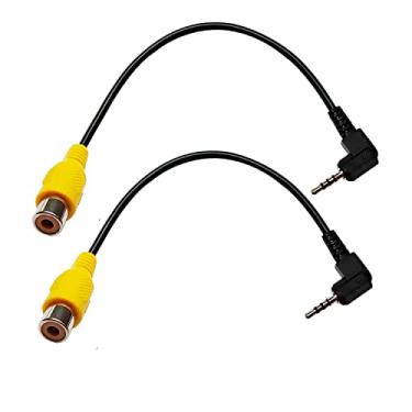 Imagem de LUVMOXE Pacote com 2 cabos adaptadores de ângulo de 90 graus de 2,5 mm para RCA, cabo adaptador de entrada RCA para AV de 2,5 mm, para câmera de backup DVR GPS Navigator - 20 cm/7,9 polegadas