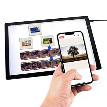 Imagem de DGODRT Caixa de luz de visualização de slides para digitalização de filme negativo de slide antigo, esboço de artista, scanner de caixa de luz ultrafina A4 com 3 brilhos ajustáveis, alimentado por USB