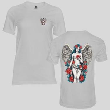 Imagem de Camiseta Masculina Algodão Premium Pega a Visão Básica Estampada Anjo Flores-Masculino