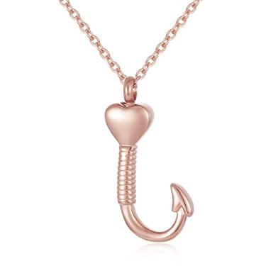 Imagem de Colar de urna de anzol de pesca para cinzas de aço inoxidável para amantes de pesca, joia de cremação, pingente de lembrança unissex, Aço inoxidável, Não sei