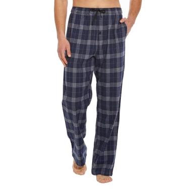 Imagem de Tall MobPlace Calça de pijama masculina 34/36 entrepernas 100% algodão, Azul-marinho/cinza, P