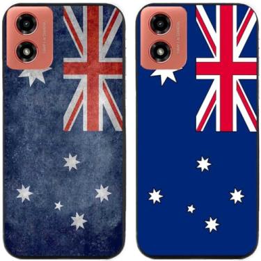 Imagem de 2 peças impressas TPU gel silicone capa traseira para celular Motorola Moto G04 (bandeira da Austrália)
