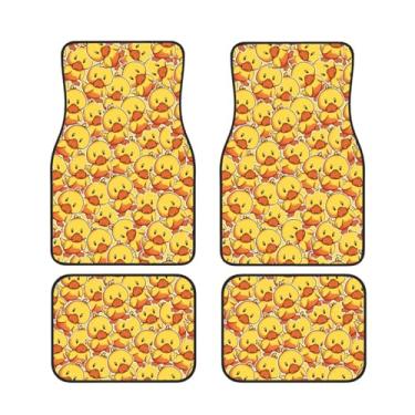 Imagem de Firiseroh Conjunto de 4 tapetes universais de carro de pato com desenho animado, tapetes para pés dianteiros e traseiros