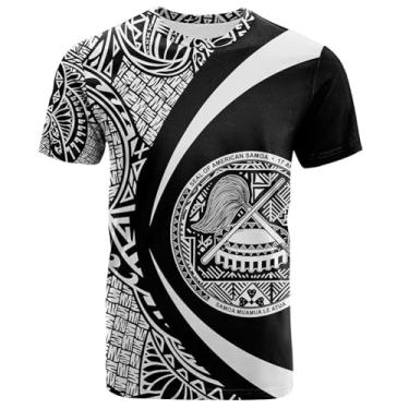 Imagem de Camiseta Unissex com Gráfico 3D Da Samoa Americana e Tatuagem da Polinésia com Estampa Casual de Manga Curta(White,S)