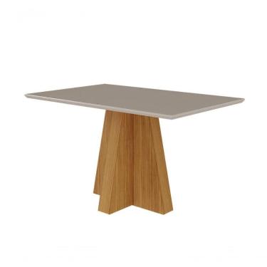 Imagem de Conjunto Sala De Jantar 130x80 Tampo Mdf/vidro 4 Cadeiras Cimol Nature/off White/madeira/nude