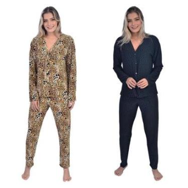 Imagem de Kit 2 Pijamas Longos De Liganete Inverno Com Botões-Feminino