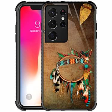 Imagem de CARLOCA Capa compatível com Samsung Galaxy S21 Ultra, design de padrão indiano com ponta de flecha nativa americana para meninas e meninos, à prova de choque, antiarranhões para Samsung Galaxy S21