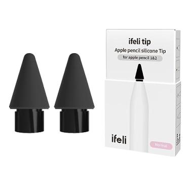Imagem de ifeli Ponta de silicone multifuncional de substituição para pontas de caneta de silicone Apple Pencil para iPad Pencil (preto normal, 2 peças)