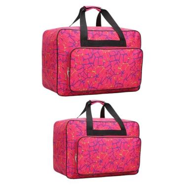 Imagem de Tachiuwa 2Pcs Máquina de costura Bolsa de armazenamento Estojo para máquina de costura Casa Ao ar livre Suprimentos leves Bolsa de costura Sacola de linha, Rosa Vermelha