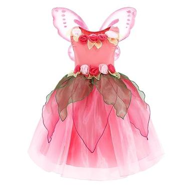 Imagem de MDYCW Princess Fairy Costume for Toddler Girls, Birthday Party Fairy Dress Up, Special Occasion Dress with Butterfly Wings, Pink