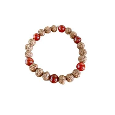 Imagem de Pulseira Sementes de Rudraksha e Ágata de Fogo Natural 8mm