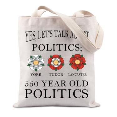 Imagem de Talk About Politics Gift Tudor Rose Gift British History Lover Gift English Royal Family Rose War Tote Bag, Fale sobre política, big