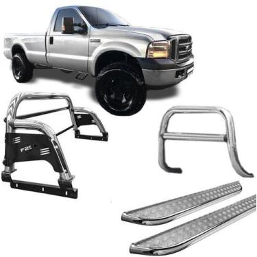 Imagem de Kit Quebra Mato Estribo CH Santo Antônio H3 F250 C Simples Cromado - H