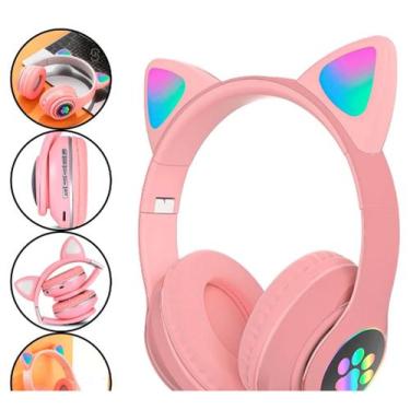 Imagem de Fone De Ouvido Bluetooth Gatinho Led Infantil Adulto - kapbom