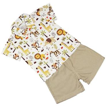 Imagem de Conjunto Infantil Bebê Menino Mauricinho Camisa Social Mais Shorts Tem