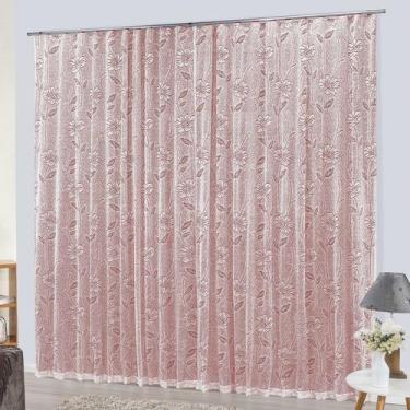 Imagem de Cortina Grande p/ Sala 5,90X2,50 Trilho Suíço Rendada Catar - ENTROU C