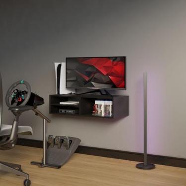 Imagem de Rack Minimalista Preto para TV  Com Design Multifuncional e Nichos - T