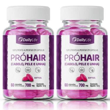 Imagem de kit 2x Pró Hair Com Biotina, Zinco, Silício e Óleo de Semente de Uva  