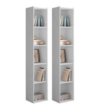 Imagem de Estante Livreiro com Prateleiras Janaína Kit 2 Unid - AJL Móveis, Bran