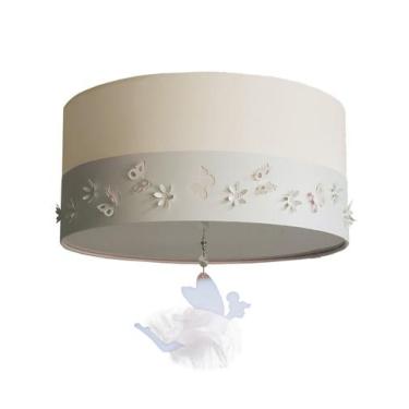 Imagem de Luminária Plafon Infantil Fadas Cúpula Branco 30x15 2E27 - Tom Luz