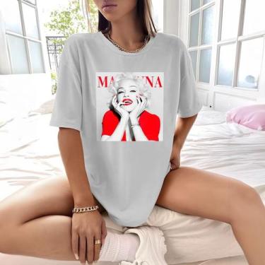 Imagem de Camisa Camiseta Feminina Estampada Madonna 100% Algodão Fio 30.1 Pente