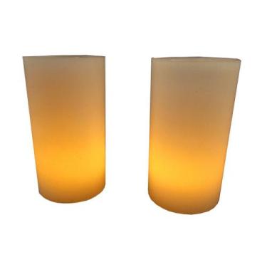 Imagem de 2 Luminárias 8x15cm De Parafina + 2 Velas De LED Decoração de festas c