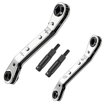 Imagem de Chave de serviço HVAC, conjunto de ferramentas de refrigeração manual, 3/8 a 1/4, 5/16 x 1/4 polegada, conjunto de chaves catraca com kit adaptador de broca hexagonal para reparo de equipamentos de