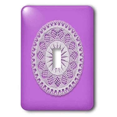 Imagem de 3dRose (lsp_240986_1) Interruptor de botão único rendado branco Doily design sobre fundo lavanda