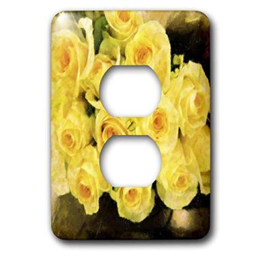 Imagem de 3dRose Tampa de tomada de dois plugues lsp_3533_6 com impressão de rosas amarelas
