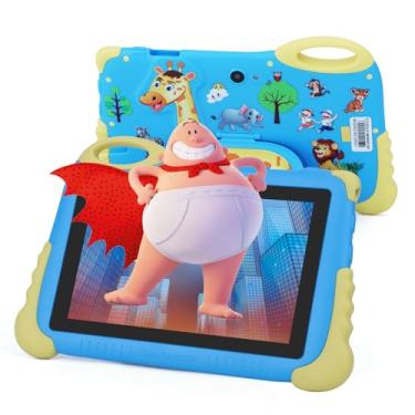 Imagem de Tablets de 7 polegadas para crianças, tablets infantis Android 13 HD IPS, 4 GB de RAM, 32 GB de ROM, WiFi, câmeras duplas, bateria longa de 2900 mAh, tablet educativo para crianças pequenas azul