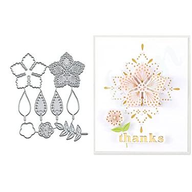 Imagem de Cortes de metal de flores costuradas, moldes de corte de flores costurados, estênceis de corte, faça você mesmo, cartões de scrapbooking, matrizes decorativas de papel em relevo para álbuns, cartões,