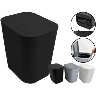 Imagem de Lixeira Retangular Tampa Click Lavabo Cozinha Multiuso Compartimento P