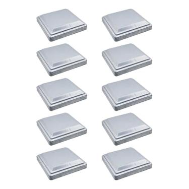 Imagem de Semetall Tampas de poste 10 x 10 cm, 10 peças de tampa de poste de cerca de aço galvanizado, tampas de metal