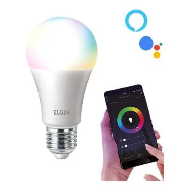 Imagem de Lâmpada Inteligente Smart 10W Wi-Fi Elgin Bulbo A60 RGB Alexa Google H