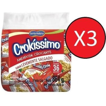 Imagem de Kit 3 Amendoim Crokissimo S/ Pele Santa Helena 36x24g - 864g