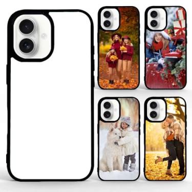 Imagem de FOQENCCI Capa de telefone de 5 peças compatível com iPhone 16 Sublimação Capa em branco com prensa térmica para impressão de borracha macia de alumínio + PC rígido antiderrapante DIY capa de telefone