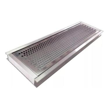 Imagem de Grelha Ralo Linear Perfurada Em Inox 20x40cm Agua Pluvial - JJM