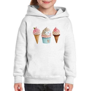 Imagem de Moletom Infantil Unicórnio Sorvete - Foca na Moda, Branco, 14