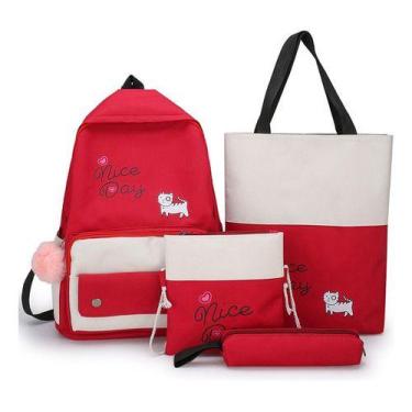 Imagem de Conjunto De Mochilas E Acessórios Casual Fofos 4 Peças - oem, Preta