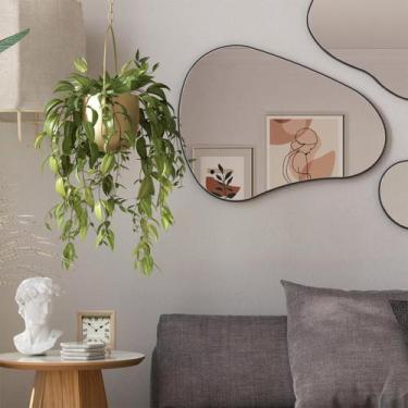 Imagem de Espelho Orgânico Decorativo com Moldura Preta 80cm em MDF Dalla Costa