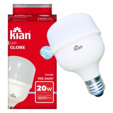 Imagem de Lâmpada Led Globe 20W 6500K Alta Potência Bivolt Kian, Branco, 20W