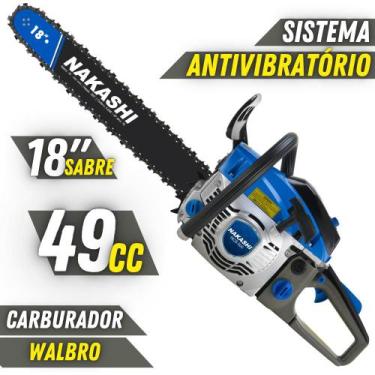 Imagem de Motosserra À Combustão Nakashi NCS-500 49,3cc 2 Tempos Com Carburador 