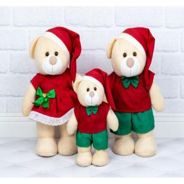 Imagem de KIT FAMILIA URSOS AMORE, PAI E MÃE 30cm - FILHO 20cm NATAL SHORTS E CA